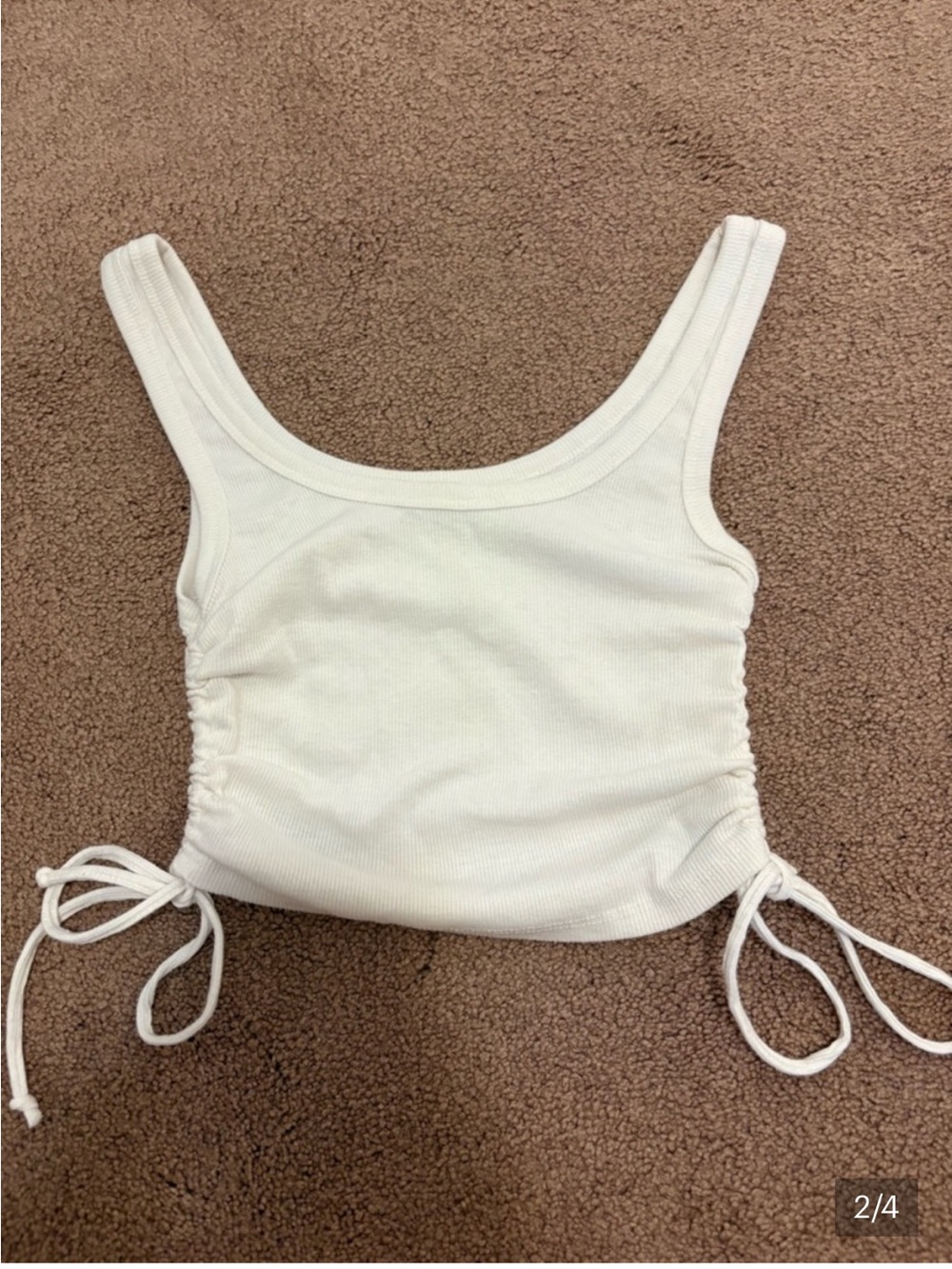 3 for $14 Ardene White Ribbed Side-Ruched Tie Crop Tank size small